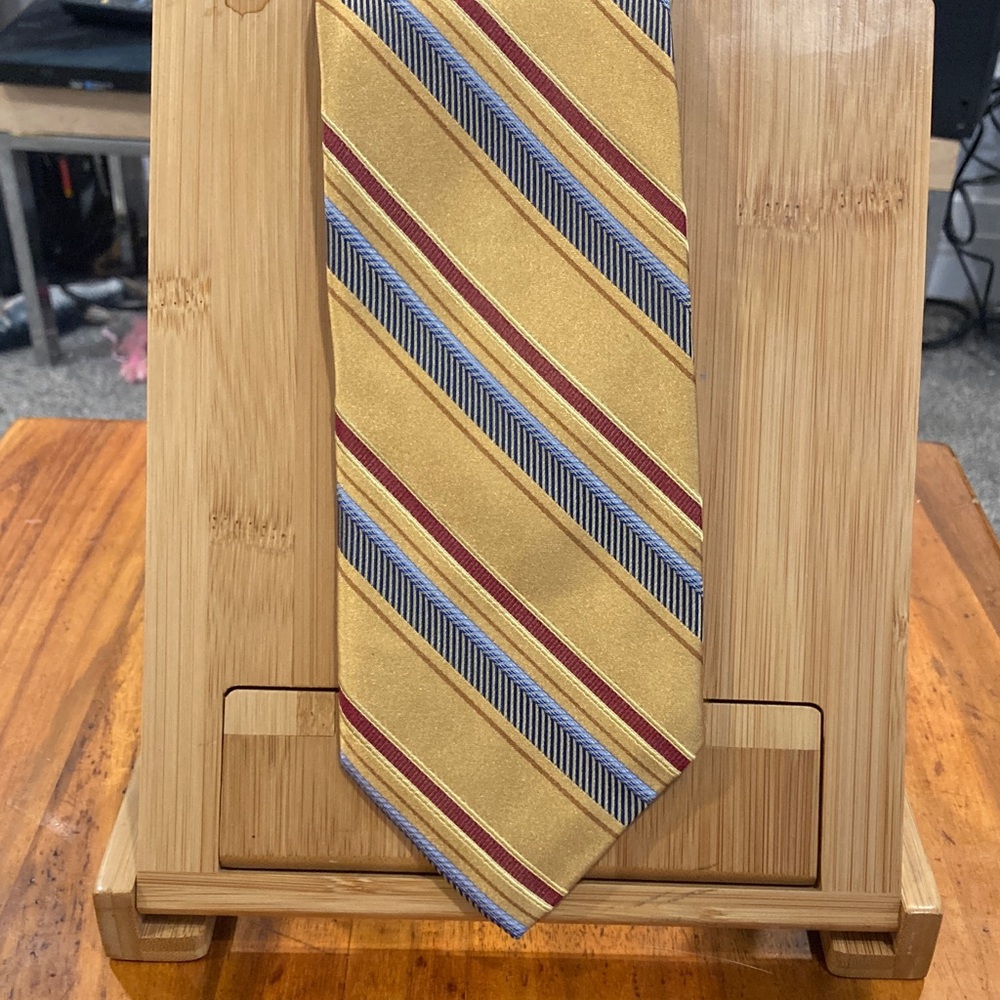 Robert Talbott Gold Tie with Red and Blue Stripes